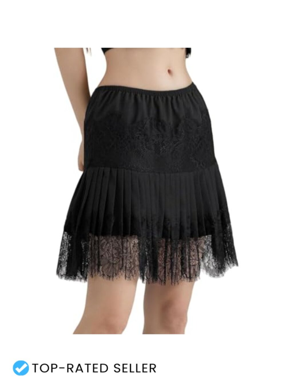 Lace Mini Skirt Ruffle Floral Embroidered Layered Slip Skirt S-3XL